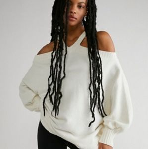 Free People Cold Shoulder Halter Sweater